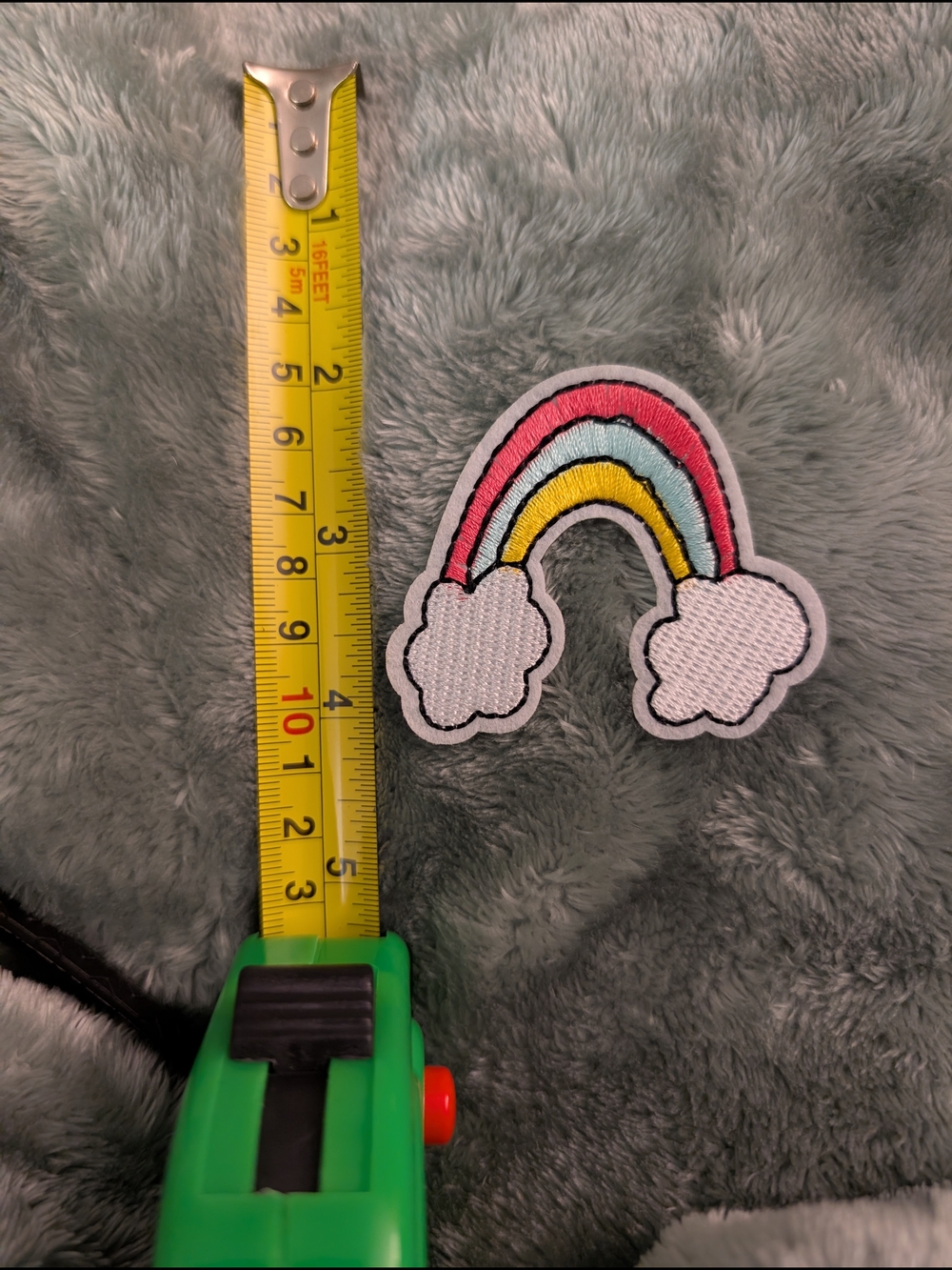 Embroidered Rainbow Iron On Patch - Pink, Yellow, Blue, White